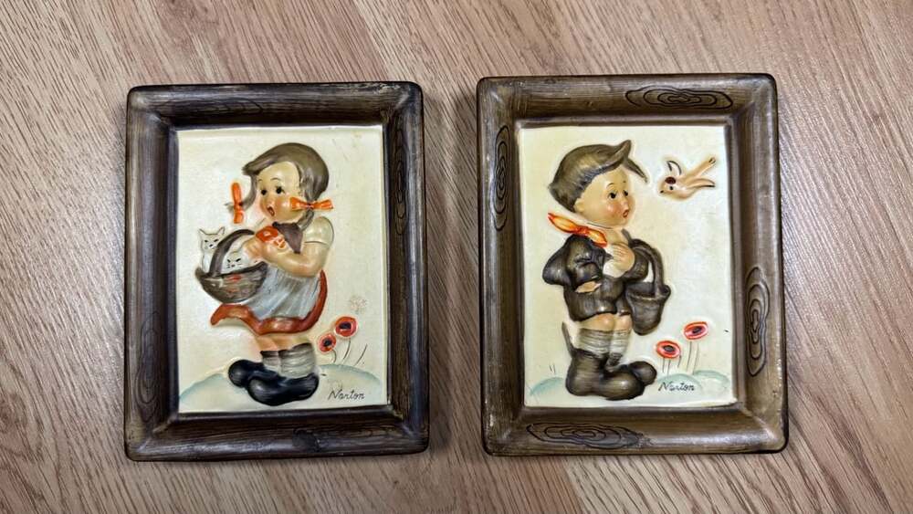 Napco Norton Ceramic Wall Plaques Set Of 2 Children Art